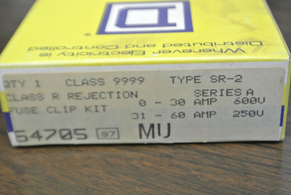 SQUARE D 9999 SR2 CLASS R FUSE CLIP KIT / 600V, 0-30A / 250V, 31-60A / NEW SURPL
