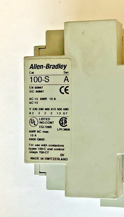 ALLEN BRADLEY 100-C09*10 CONTACTOR SER.A W/ 100-S AUX CONTACT SER.A