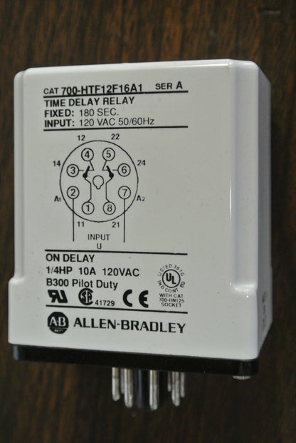 ALLEN-BRADLEY 700-HTF12F16A1 ON-DELAY 180-SEC. FIX TIMING RELAY 120V NEW SURPLUS