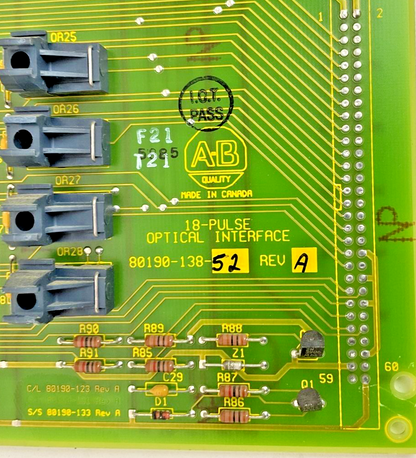 ALLEN BRADLEY 80190-138-52 OPTICAL INTERFACE 18-PULSE REV.A