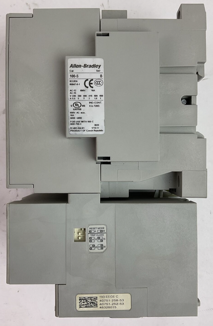 ALLEN BRADLEY STARTER (300-DOD*930 CONTACTOR COIL 24VDC 193EEGE OVERLOAD RELAY)