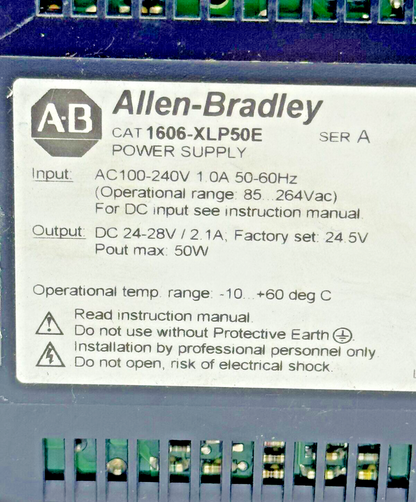 ALLEN-BRADLEY - 1606-XLP50E SER. A - POWER SUPPLY - 50 W, 24 VDC, 2.1 A