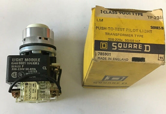 SQUARE D 9001 TP-23G2 PUST TO TEST PILOT LIGHT 208-220V SER.B TRANSFORMER TYPE