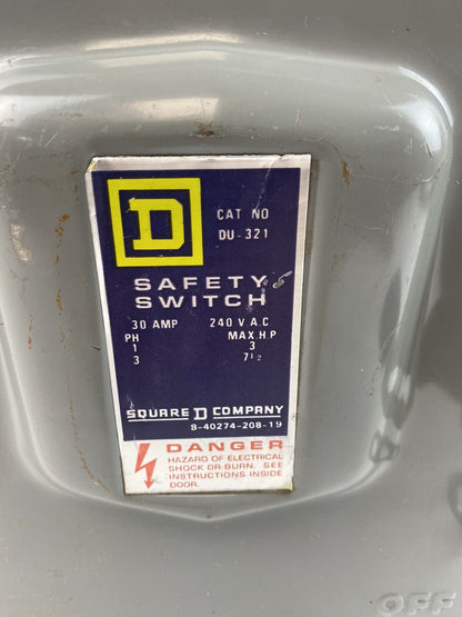 Square D DU-321 Series C2 30A 240VAC Safety Switch