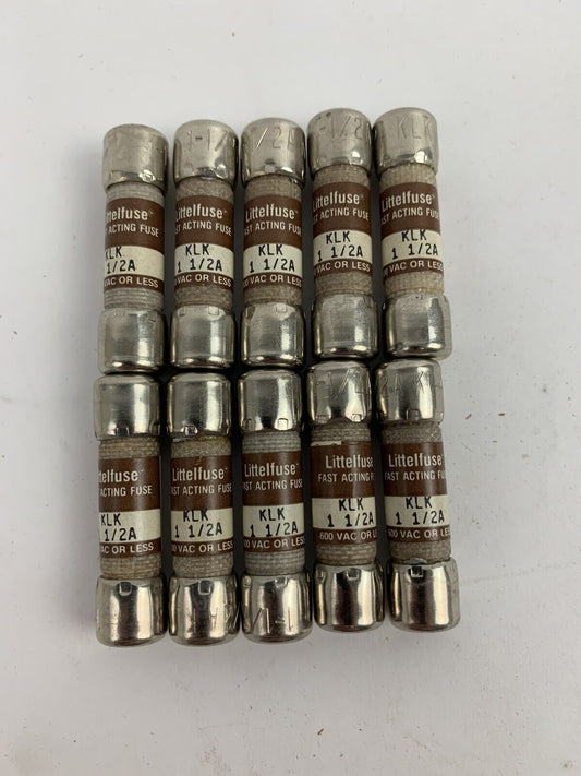 Littlelfuse KLK1 1/2 1 1/2A 600V Fuse "Lot of 10"