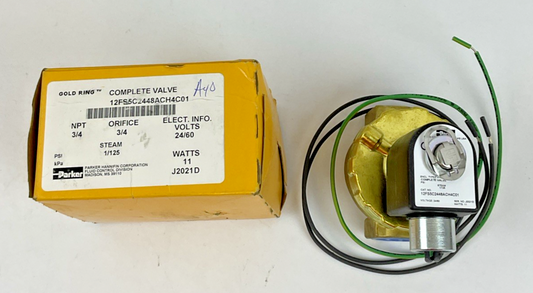 PARKER 12FS5C2448ACH4C01 COMPLETE VALVE NPT3/4 ORIFICE3/4 24V/60HZ STEAM1/125