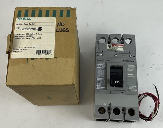 SIEMENS FXD62S250A CIRCUIT BREAKER 250A 600V 50-60HZ 2POLE SER.B