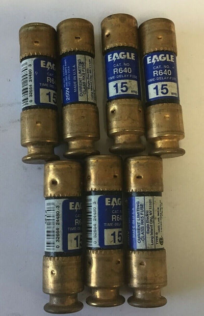 EAGLE R640 FUSE TIME DELAY FUSE 15A 250V 125VDC RK5 ****LOTOF7****