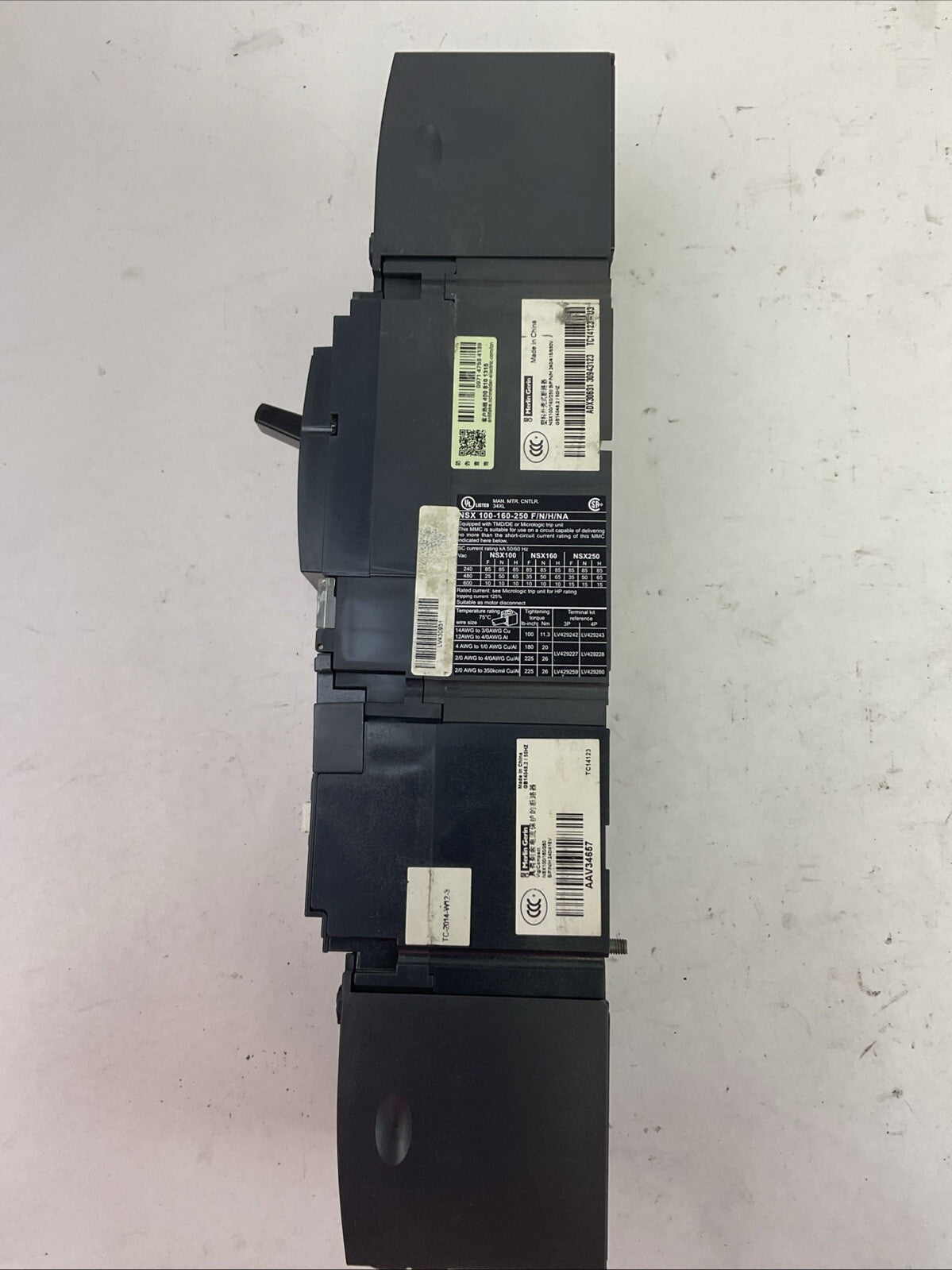 SCHNEIDER NSX 100-160-250 F/N/H/NA CIRCUIT BREAKER NSX 160F 600VAC 88/125A