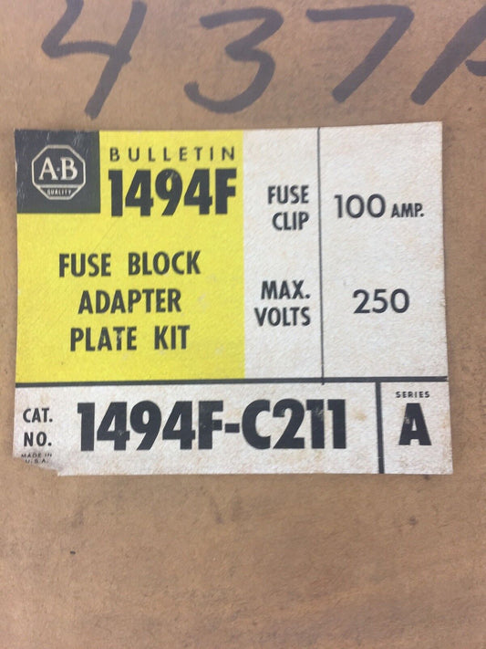 ALLEN BRADLEY 1494F-C211 FUSE BLOCK ADAPTOR PLATE KIT SERIES A