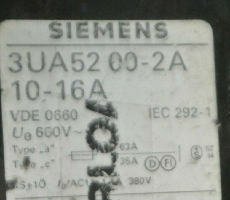 SIEMENS 3TF4211-0A CONTACTOR + 3UA52 00-2A O'LOAD RELAY / 10-16A / 173-208V COIL