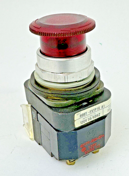 ALLEN-BRADLEY - 800T-FXP16 A1 SER. T - RED MUSHROOM PUSH/PULL BUTTON W/ 800T-XA1