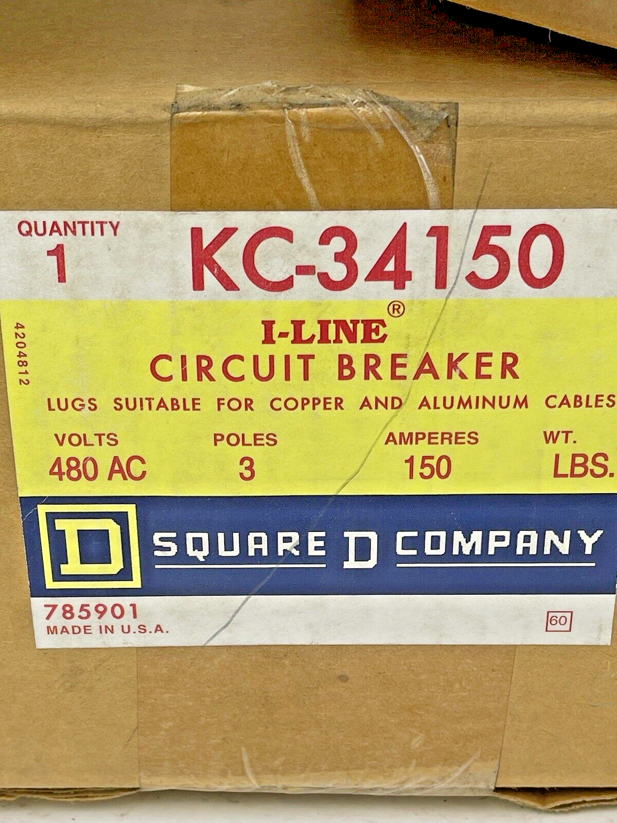 SQUARE D - KC-34150 S2 - I-LINE CIRCUIT BREAKER - 480 VAC, 150 A, 3 POLE - NEW