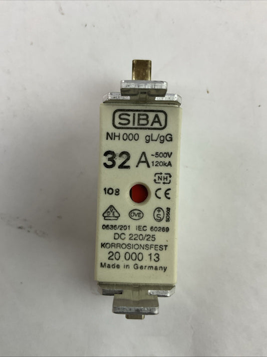 SIBA NH 000 gL/gG 32A 500VAC 120kA DC 220/25 FUSE
