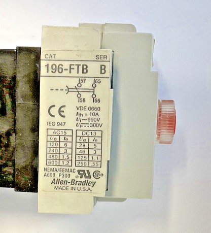 ALLEN-BRADLEY 700-F220A1 SER. C CONTROL RELAY / 196-FTB SER.B TIMER