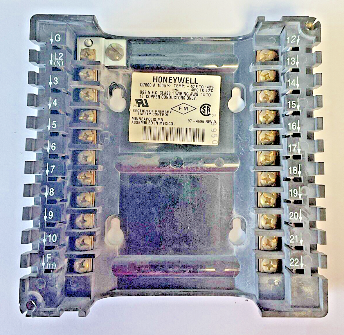 HONEYWELL Q7800A UNIVERSAL SUBBASE 1005 REV.D