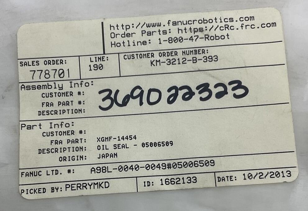 FANUC A98L-0040-0049 OIL SEAL