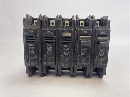 GE THQC1115 CIRCUIT BREAKER 1POLE 15AMP 120/240VAC (LOT OF 5) GENERAL ELECTRIC