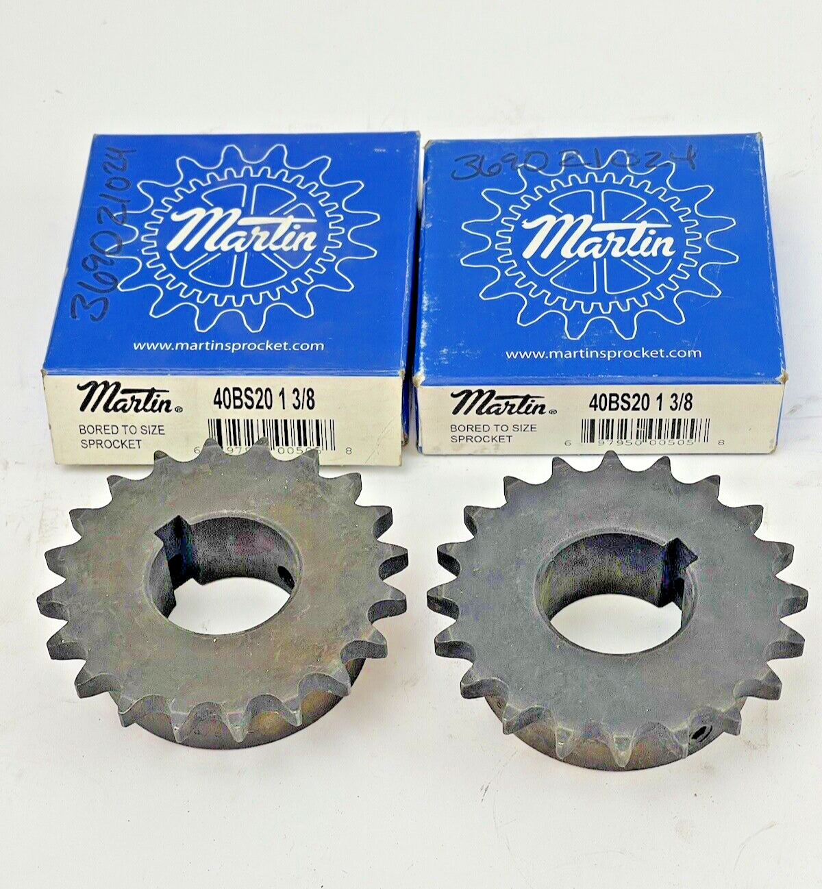 MARTIN - 40BS20 1 3/8 - *LOT OF 2* - SPROCKET - 40 PITCH, 3/8" BORE, 20 TEETH