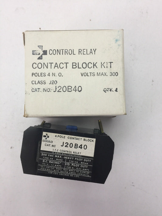 GOULD J20B40 CONTACT BLOCK KIT POLES 4 N.O. VOLTS MAX 300