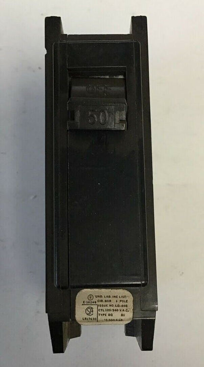 SYLVANIA BQ1C050 CIRCUIT BREAKER 50A 1POLE 120/240VAC***LOTOF9***