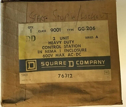 SQUARE D 9001 GG-206 CONTROL STATION START/STOP 600VAC