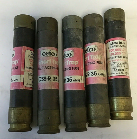 CEFCO CSS-R 35 SHORT TRAP FAST ACTING FUSE 35A 600VAC CLASS RK-5 ***LOTOF5***