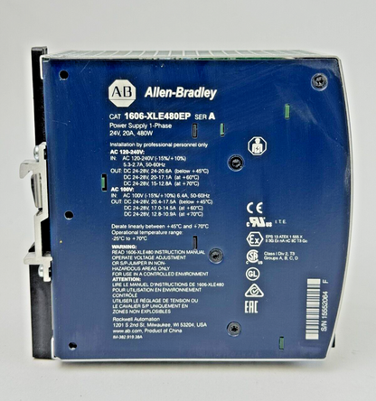 ALLEN-BRADLEY - 1606-XLE480EP SER. A - POWER SUPPLY -480 W, 24 VDC, 20A, 1 PHASE