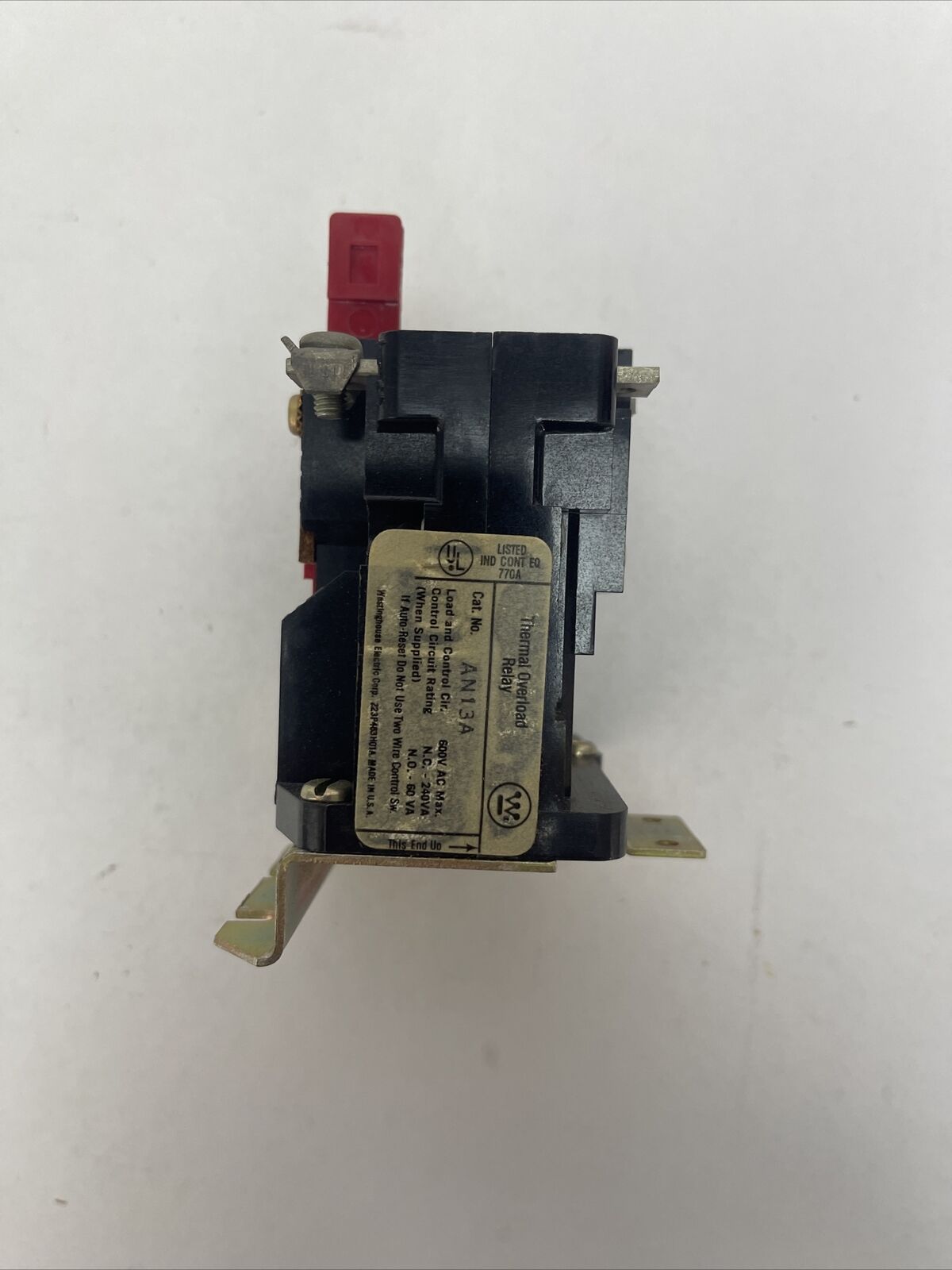 WESTINGHOUSE AN13A THERMAL OVERLOAD RELAY 600VAC