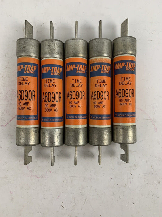 Gould Shawmut Amp-trap 2000 A6D90R 90A 600V Fuse "Lot of 5"