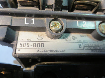 ALLEN-BRADLEY 509-BOD Ser. B MOTOR STARTER, NO OVERLOAD RELAY, COIL CB236