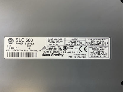 ALLEN BRADLEY 1746-P1 SER A SLC 500 POWER SUPPLY