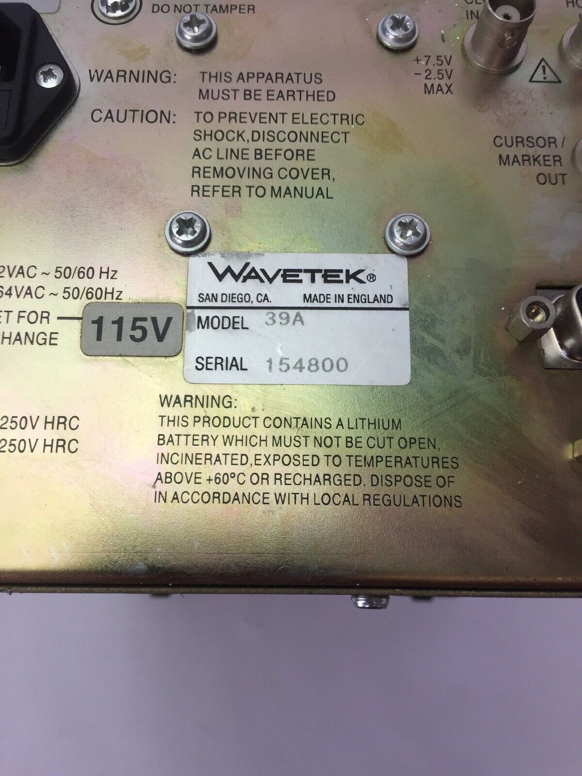 WAVETEK MODEL 39A 40MS/s UNIVERSAL WAVEFORM GENERATOR