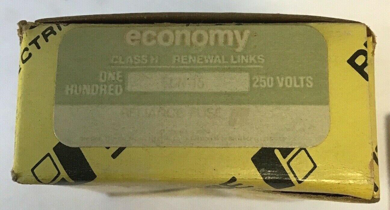 ECONOMY ELN 15 RENEWAL FUSE LINKS 15A 250VOLT CLASS H ***LOTOF100***