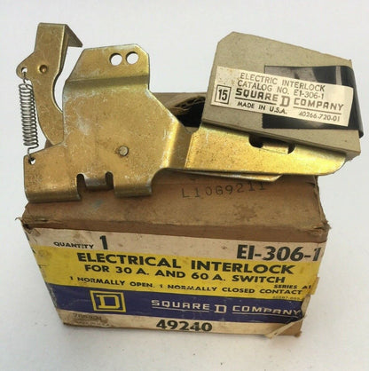 SQUARE D EI-306-1 ELECTRICAL INTERLOCK FOR 30A AND 60A SWITCH 1 N.O 1 N.C.