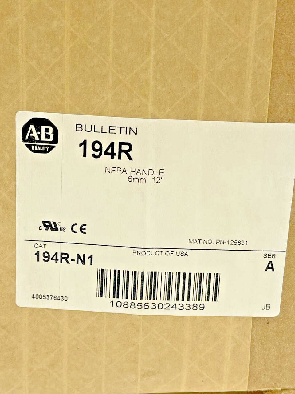 ALLEN BRADLEY - 194R-N1 - 12" HANDLE - FOR 194R ROTARY DISCONNECT SWITCHES