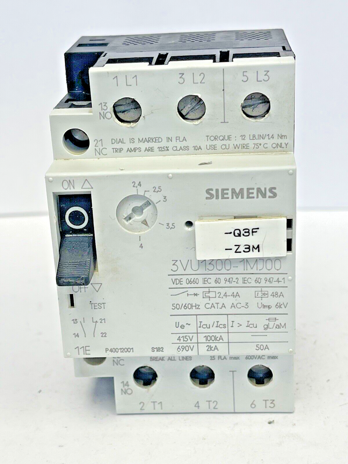 SIEMENS - 3VU1300-1MJ00 - CIRCUIT BREAKER / MOTOR PROTECTOR