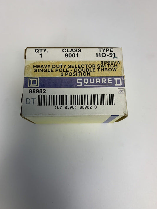 Square D 9001 HO-52 Single Pole-Double Throw 3 Position Selector Switch