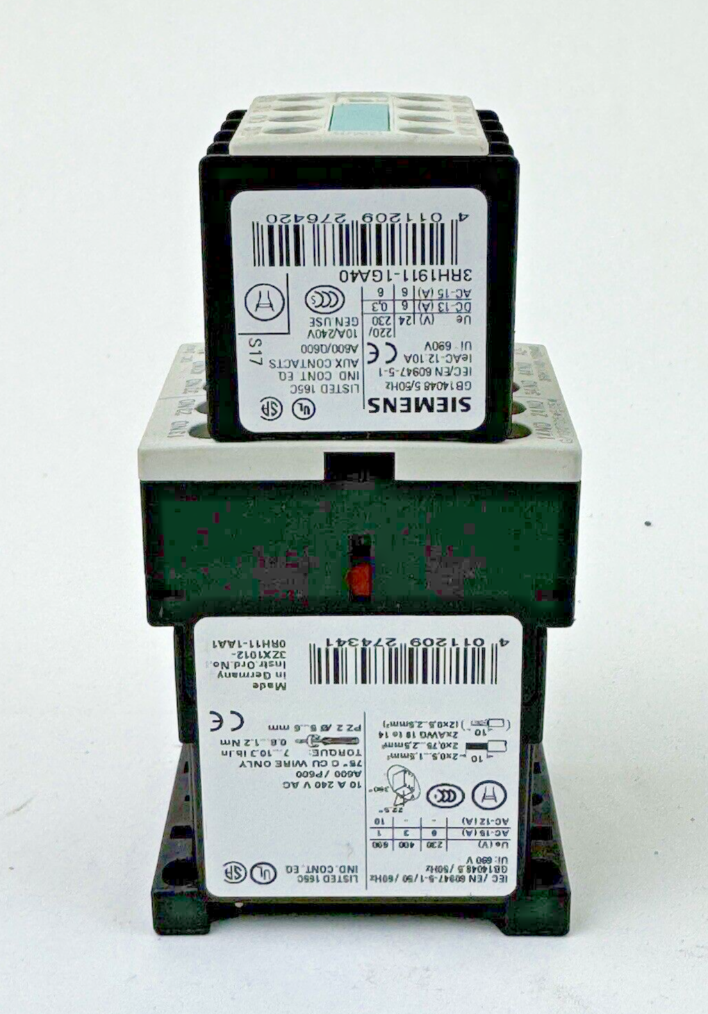 SIEMENS - 3RH1140-1BB40 - CONTACTOR & SIEMENS - 3RH1911-1GA40 - AUXILIARY BLOCK