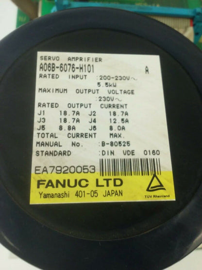 FANUC A06B-6076-H101 SER. A SERVO AMPLIFIER MODULE 230V 5.5KW 18.7A