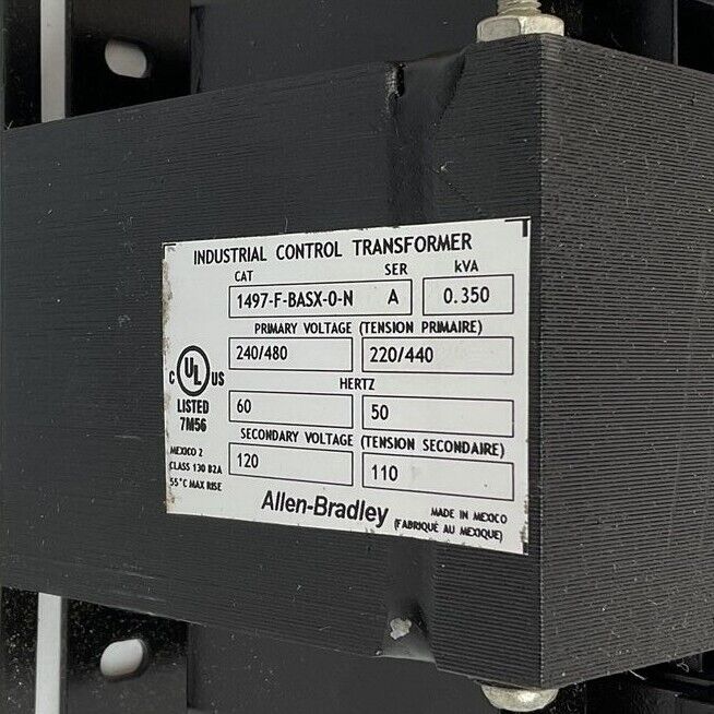 ALLEN BRADLEY 1497-F-BASX-0-N INDUSTRIAL CONTROL TRANSFORMER 0.350KVA 480V