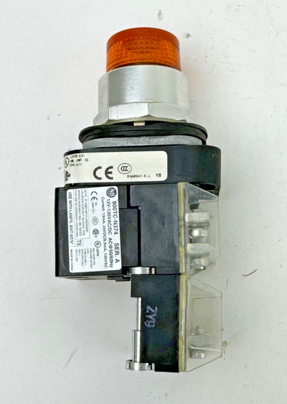 ALLEN-BRADLEY - 800T-QBH2B SER. U -ORANGE LED MOMENTARY PUSH BUTTON W/800TC-N374
