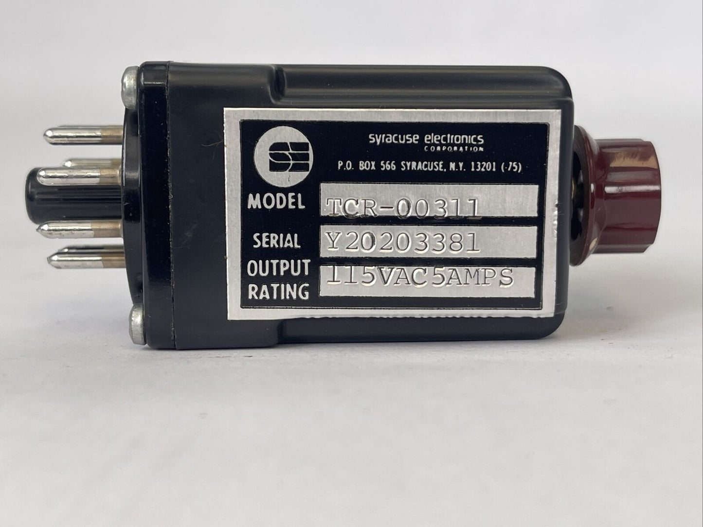 SYRACUSE ELECTRONICS TCR-00311 TIME DELAY RELAY 115VAC 5AMP