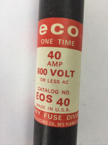 ECONOMY EOS40 ONE TIME FUSE 40AMP 600VAC (BOX OF 10)