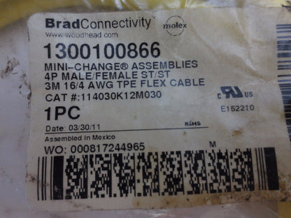 BRAD HARRISON 1300100866 MINI-CHANGE ASSEMBLY 4P MALE / FEMALE FLEX CABLE