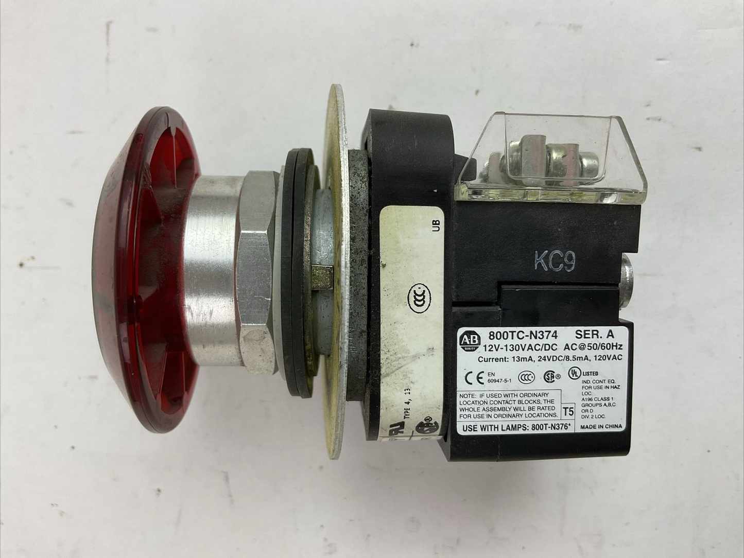 ALLEN BRADLEY 800T-FXJEQH2RA1 SER T E-STOP PUSH BUTTON 800TC-N374 SERA 12-130V