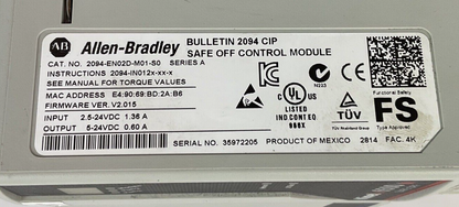 ALLEN BRADLEY 2094-BM03 AXIS POWER MODULE SER.A 650VDC /2094-EN02D-M01-S0 MODULE