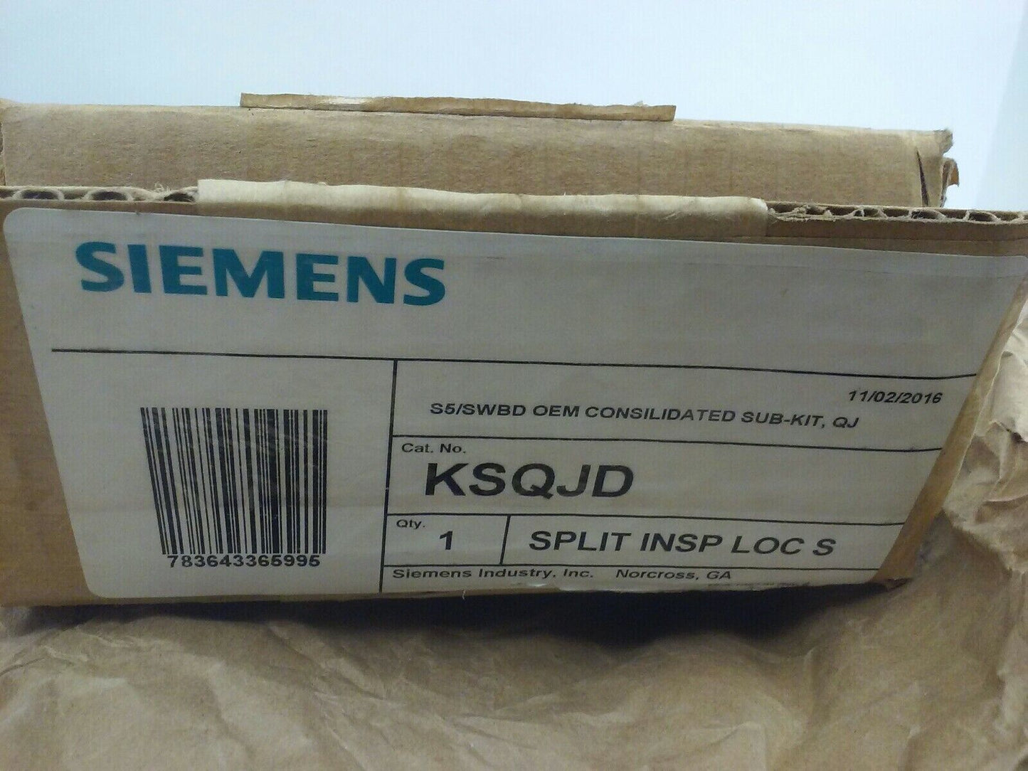 SIEMENS KSQJD S5/SWBD OEM CONSILIDATED SUB KIT QJ SPLIT INSP LOC D