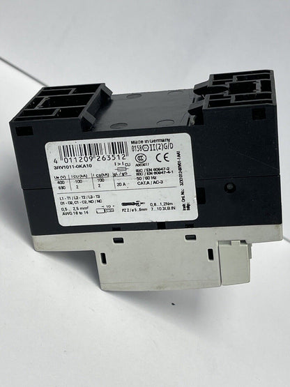 SIEMENS - 3RV1011-0KA10 - Motor breaker; 0.37kW; 220÷690VA; DIN; SHt cir.rel 16A