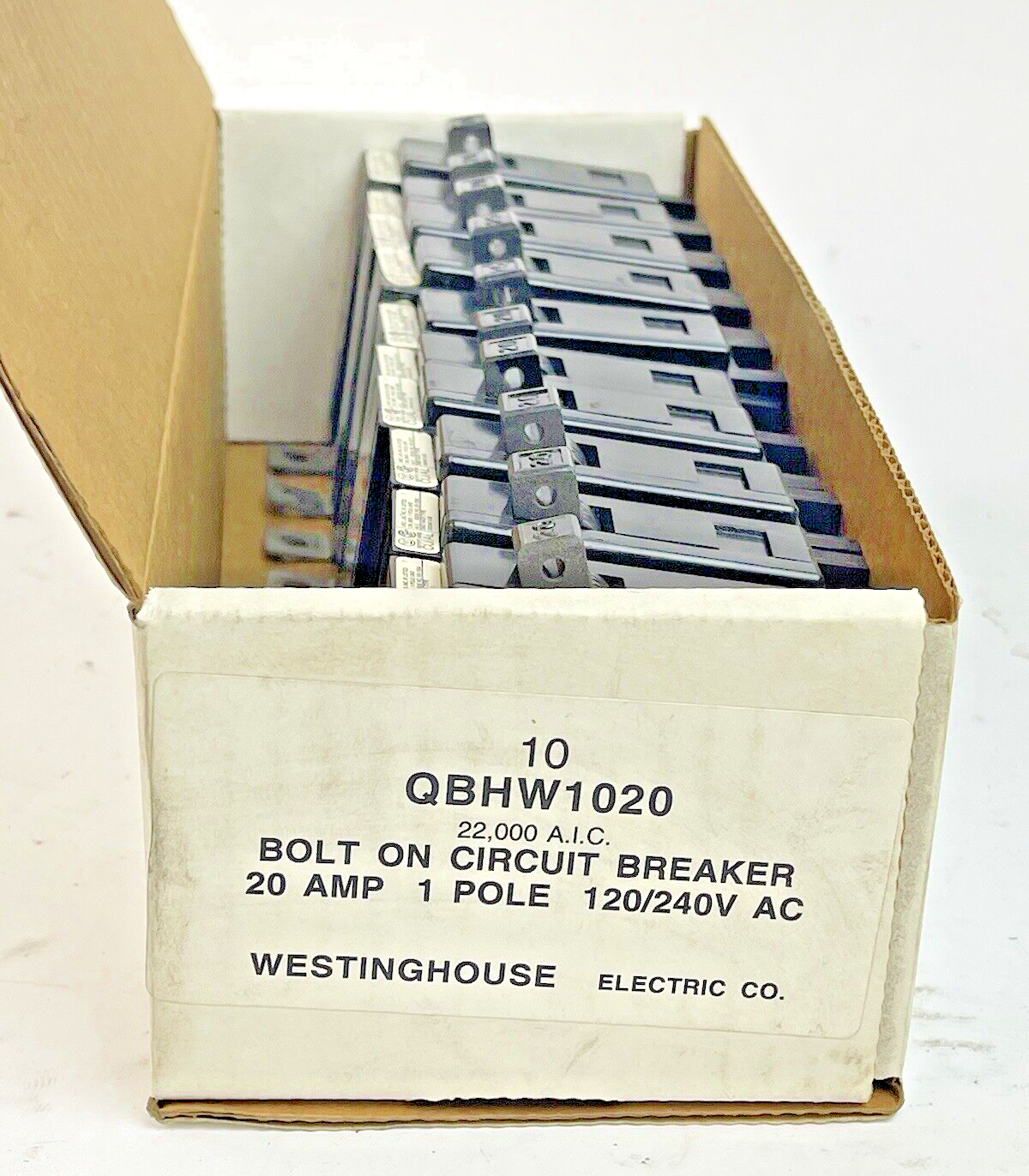 CUTLER-HAMMER WESTINGHOUSE *LOT OF 10* QBHW1020 -20A/1 POLE/240 VAC/QUICKLAG